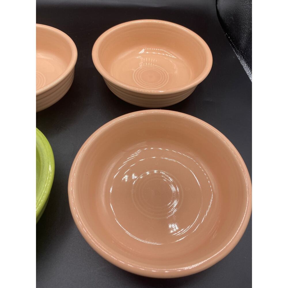 Vintage Fiesta Ware 3 Round Fruit / Cereal green and Apricot Bowls - Picture 5 of 6